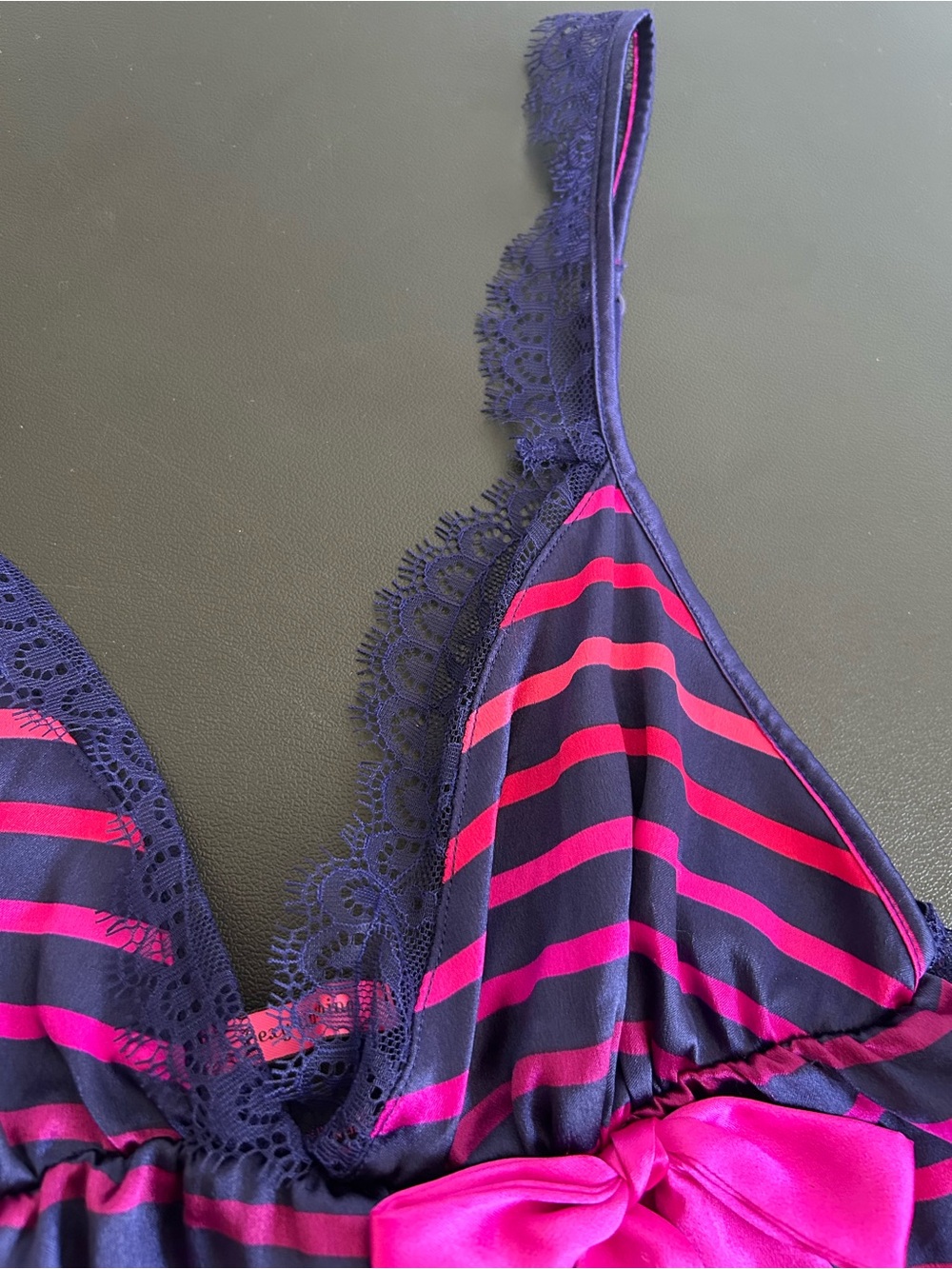 VICTORIA SECRET SEXY LITTLE THINGS Striped Satin Baby Doll Lingerie Set VIBRANT - Picture 5 of 13